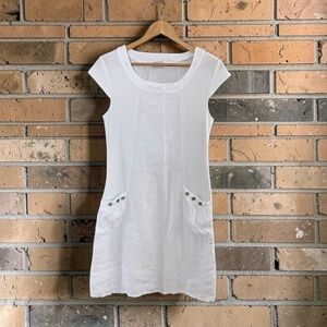 Kaidal Fashion Paris Pure White Linen Summer Dress